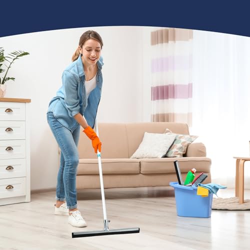 Lasnten 4 Pcs Double Foam Floor Squeegee for Concrete 22 Inch Industrial Floor Scrubber Stainless Steel Cleaning Squeegee with Rubber Heavy Duty Broom EVA Foam Blade for Garage Window Pool - size: 22 Inch