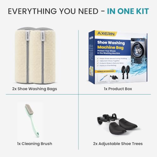 Shoe Washing Machine Bag for Washer and Dryer – 2pc Reusable Shoe Cleaning Bag for Sneakers & Tennis Shoes - color: OFF-WHITE