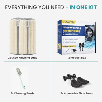 Shoe Washing Machine Bag for Washer and Dryer – 2pc Reusable Shoe Cleaning Bag for Sneakers & Tennis Shoes - color: OFF-WHITE