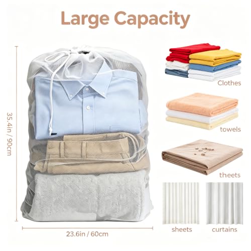 8 Pack Laundry Bags Mesh Bag with Drawstring Closure, 24"x36" Heavy Duty Extra Large Laundry Bags for Travel, Storage, College Dorm, Apartment, Machine Washable