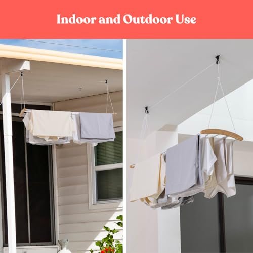 Ceiling Mounted Drying Racks for Laundry-Space-Saving Ceiling Clothes Drying Rack-Pulley Drying Rack-Wood, Metal, Ceiling Clothing Rack-Ceiling Mount Drying Rack-Clothes Drying Rack Ceiling Mounted