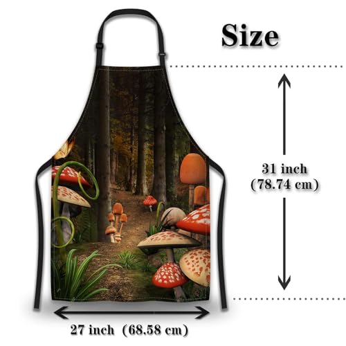Chef Apron for Women Enchanted Nature Mans Aprons for Cooking Funny for Kitchen Cooking Restaurant BBQ Painting Crafting 27” (W) x 31” (H), Waterproof Aprons - color: Enchanted Nature