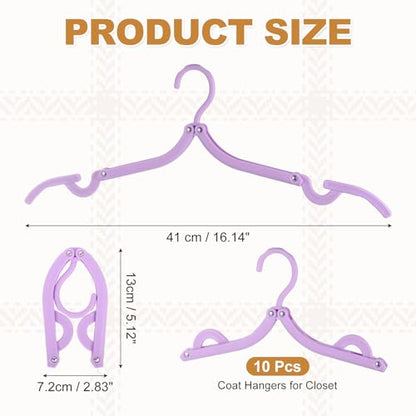 uxcell 10 Pcs Portable Travel Hangers, Plastic Foldable Hangers Cruise Essentials Clothes Drying Rack for Camping Flying Suitcase Travel Accessories Road Trip Hotel, Purple - color: Purple