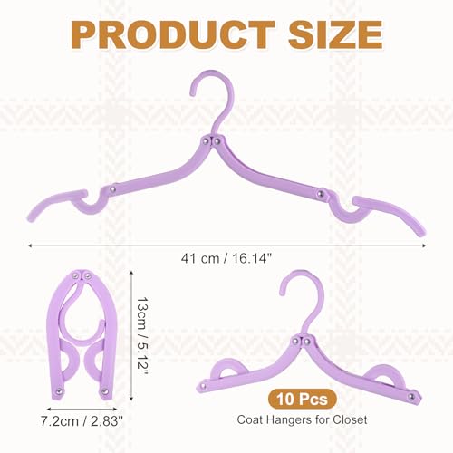 uxcell 10 Pcs Portable Travel Hangers, Plastic Foldable Hangers Cruise Essentials Clothes Drying Rack for Camping Flying Suitcase Travel Accessories Road Trip Hotel, Purple - color: Purple