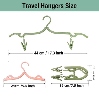 26Pcs Travel Hangers Foldable with 52Pcs Clips: Folding Hangers, Non Slip Portable Hanger for Cruise Ship Essentials Suitcase Camping Flying RV Drying Rack, 4 Colors