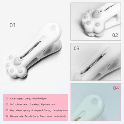 Plastic Clothespins Laundry Clothes Pins (Gray) -12 Pack, Traceless Clothes Pegs, Bag Clips, Food Package Clip, with Cute Cat Claw Pattern - color: Gray, size: 12-Pack