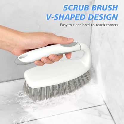 SetSail Heavy Duty Scrub Brush, 2 Pack Cleaning Brush Set, Grey White