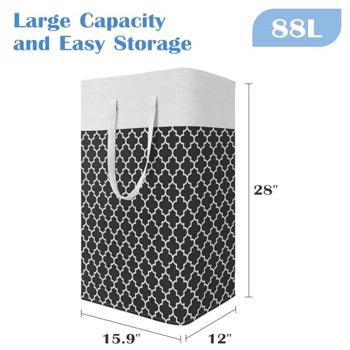 BlissTotes 3-Pack Laundry Basket, Collapsible Laundry Hamper, Black, 88L - color: Black, size: 88L