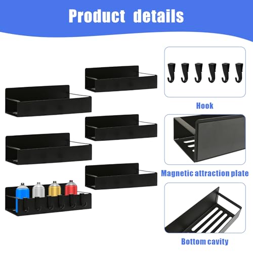 6 Pcs Magnetic Aerosol Spray Can Holder, Steel Magnet Toolbox Bottle Rack - color: Black-6pcs