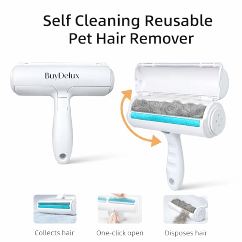 Pet Hair Remover Roller, Reusable Self-Cleaning Lint Roller for Dog & Cat Hair, Fur Removal for Furniture Couch Carpet Car Clothes & Bedding, No Sticky Tape or Refills