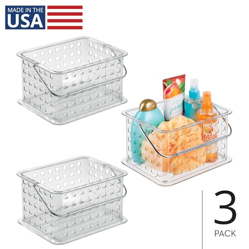 iDesign Small Clear Shower Caddy with Handle, 3-Pack - style: Pack of 3