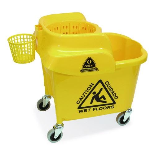 Nexstep Maxirough Institutional Mop Bucket and Wringer, 32 to 35 qt, Yellow