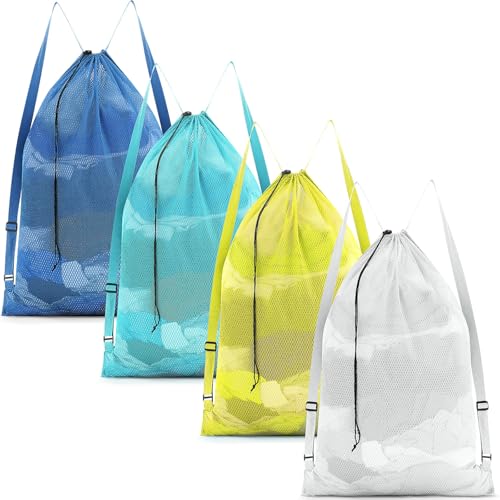 4 Pcs Large Mesh Laundry Bag with Adjustable Drawstring Closure 24 x 36 Inches Travel Laundry Bags for Dirty Clothes Machine Travel Washable College Dorm Sports(Colorful) - color: Colorful