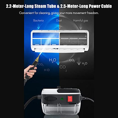 Portable Handheld Steam Cleaner High Temperature Pressurized Steam Cleaning Machine with Brush Heads and Gloves for Kitchen Furniture Bathroom Car - color: White