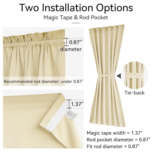Vatge French Door Curtain Front Door Curtains for Glass Window,Sidelight Curtains for Front Door, 1 Panel, W12 x L72, Light Beige - color: Light Beige, size: 12"W x 72"L (Pack of 1)