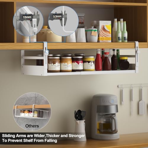 AmonHouseware 2Pack Expandable Under Shelf Storage Basket Organizer,White - color: White
