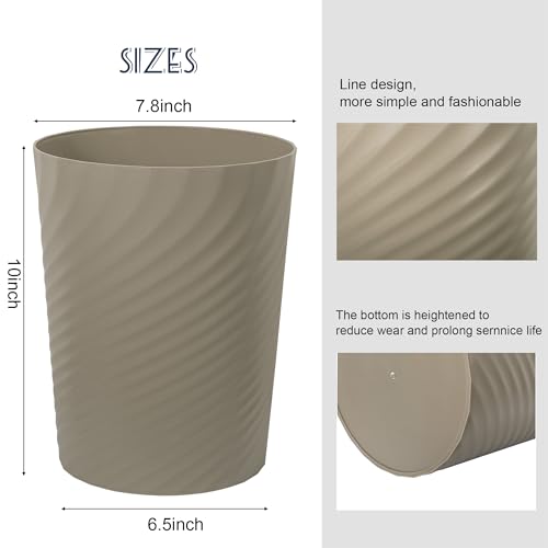 UUJOLY Plastic Small Bathroom Trash Can Wastebasket Garbage Can, Khaki - color: Khaki, size: 1.8 Gallon/1 Pack