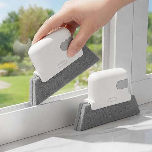 Magic Window Track Cleaning Brush, 2Pack Hand-held Groove Scrubber with Triangular Pad, Sliding Door Track Cleaner for Windows, Shower, Car Vents, Gray - color: Gray