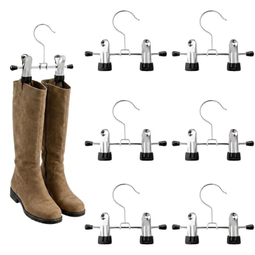 Adjustable Stainless Steel Shoe Rack Pants Folder Multi-Functional Portable Travel Laundry Washing Machine Rack Hooks Socks Clip Boot Hanger Set of 6 - color: Hard Plastic Head