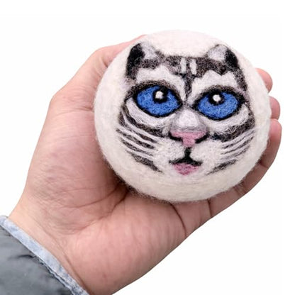 Wool Dryer Balls 6-Pack 100% Natural New Zealand Wool, Handmade in Nepal Reusable Laundry Balls, Faster Drying, Softer Clothes, Anti-Static, Dryer Sheets Alternative (Gray Cat) - color: Gray Cat
