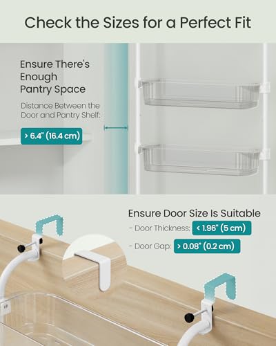 SONGMICS Over the Door Cabinet Organizer, 6-Tier Clear PET Baskets, 53 In H - color: Transparent
