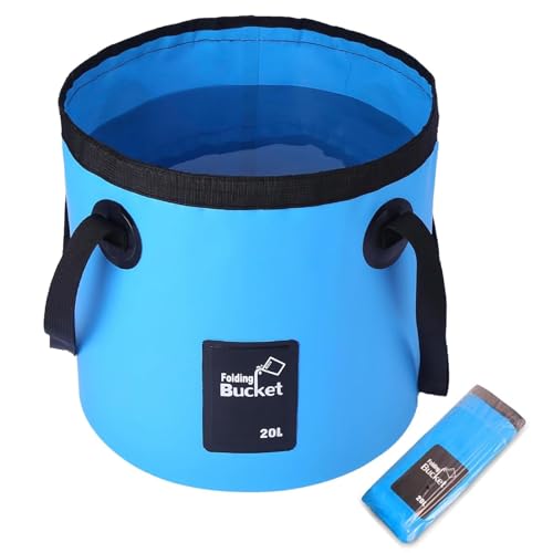Collapsible Bucket with Handle, Lightweight 5 Gallon 20L - color: Blue, size: 20L