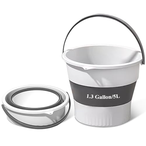 Collapsible Bucket 1.3 Gallon/5L Small Capacity Foldable Cleaning Buckets - color: Small White