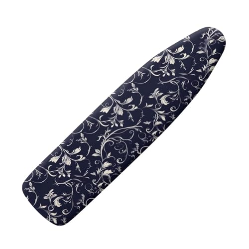 Vintager Floral Print Ironing Board Cover - Standard Size 15x54 Inch Ironing Board Covers, Heat Reflective Coating, Scorch Heat Resistant Iron Board Cover, Elastic Edge - color: Vintager Floral - Black and White