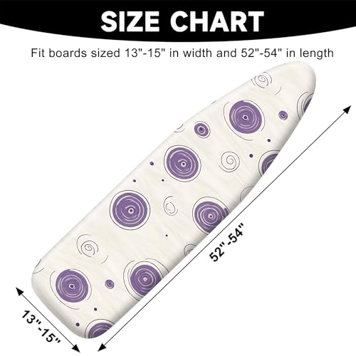 Ironing Board Cover 15"x54"，Standard Ironing Board Replacement Cover，Easy Fit - color: Light Purple and Beige, size: 15"x54"