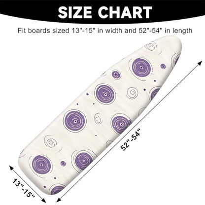 Ironing Board Cover 15"x54"，Standard Ironing Board Replacement Cover，Easy Fit - color: Light Purple and Beige, size: 15"x54"