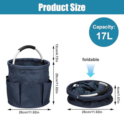 17L Cleaning Caddy, Portable Cleaning Supply Bucket, 6 Pockets Foldable Cleaning Supplies Organizer with Handle, Cleaning Caddy Bag for Cleaning Products (Navy Blue) - color: Navy Blue