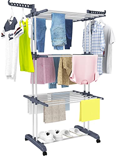 HOMIDEC Clothes Drying Rack, 4-Tier(67.7" H) Foldable Drying Rack Clothing - color: Gray