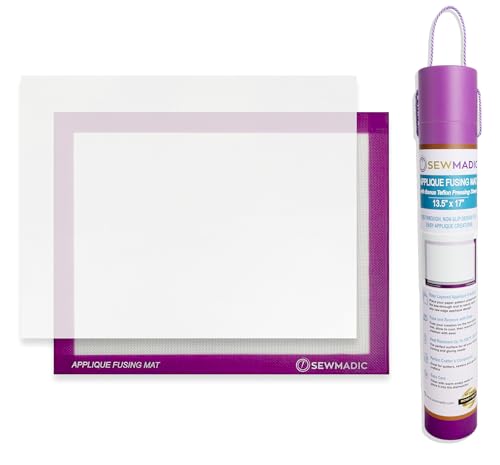 Applique Fusing Mat 13.5"x17" (34cm x 43cm) with Bonus Applique Pressing Sheet and Handy Storage Tube - A Great Silicone Mat and Applique Teflon Sheet for Arts and Fusible Web Fabric Crafts
