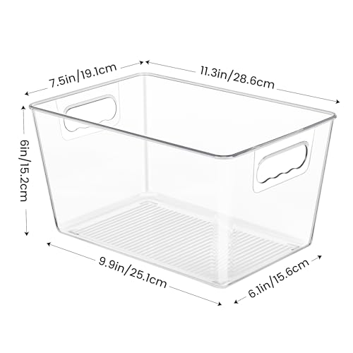 YIHONG 36 Pack Clear Pantry Organizer Bins, Plastic Containers with Handle for Kitchen,Freezer,Cabinet,Closet,Bathroom Under Sink Storage - size: L(11.2"L x 7.5"W x 6"H) (Pack of 6)