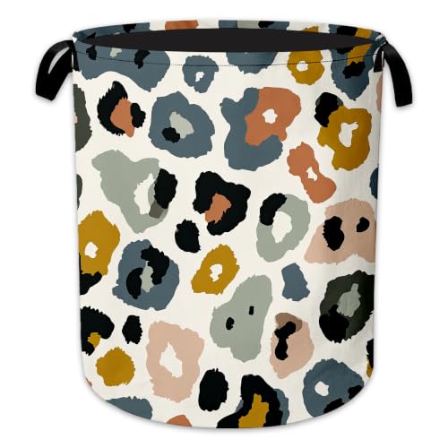 Colorful Leopard Print Laundry Basket Oxford Cloth Laundry Hamper With Handle Foldable Portable Clothes Storage Basket Storage Bag For Laundry Room/Bathroom/Bedroom/Dormitory 20.8"x16" - color: Colorful Leopard Print