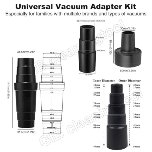 GIB 11Pcs Vacuum Attachments for Shop Vac Accessories w/Adapters & Brushes - color: 11 Pcs-Vacuum Attachments