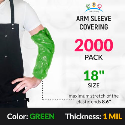 ABC PACK & SUPPLY Disposable Arm Sleeves, 18 Inch PE Arm Covers, Sleeve Covers with Elastic Ends for Food Processing - color: Green, size: 2000 Pack