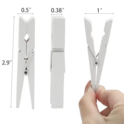 50Pcs White Wooden Clothespins, 2.9 inch Clothes Pins for Crafts, Natural Laundry Hanging Clips, DIY Cheer Pin - color: 50pcs- White