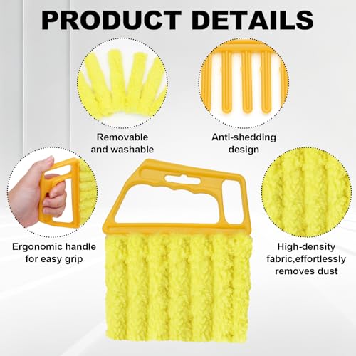 4 Pcs Blind Duster Kit, 7-Finger & Vent Tools, Yellow+Green - color: Yellow+green