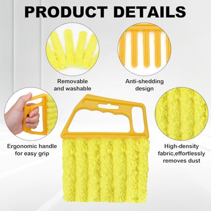 4 Pcs Blind Duster Kit, 7-Finger & Vent Tools, Yellow+Green - color: Yellow+green