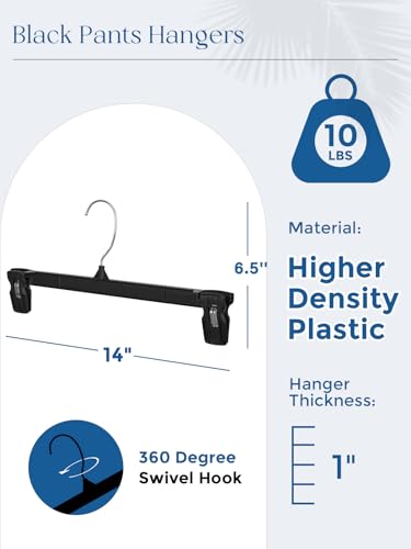 Smartor Black Pants Hangers 90 Pack, Skirt Hangers with Clips, 14 Inch - color: 90 Pack, size: 14