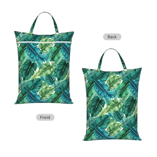 Hawaiian Leaves Turquoise Leaf Summer Travel Laundry Bags Cloth Diaper Wet Bags Handle Washable Dirty Clothes Bags Wet Dry Bag Suitcase Gym Swimming Pool College Dorm Wet Bag - color: 1 PC13, size: One Size