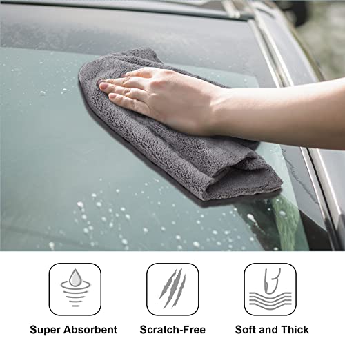 Shimeyao 30 Pcs 16 x 16 Inch Microfiber Car Towels, 500 GSM Edgeless Plush - color: Gray, size: 16 x 16 Inch