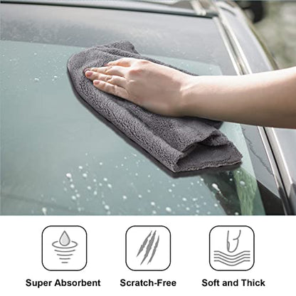 Shimeyao 30 Pcs 16 x 16 Inch Microfiber Car Towels, 500 GSM Edgeless Plush - color: Gray, size: 16 x 16 Inch