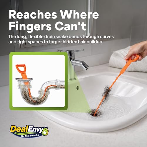 3 Pack 19.7in Drain Snake Hair Clog Remover for Sink, Shower, Tub & Toilet