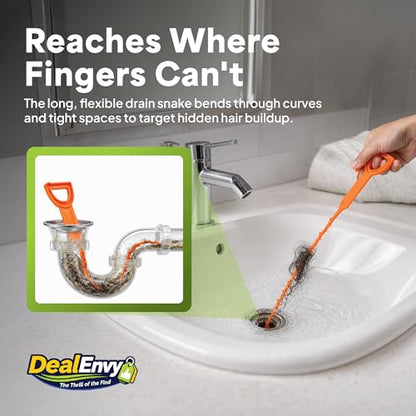 3 Pack 19.7in Drain Snake Hair Clog Remover for Sink, Shower, Tub & Toilet