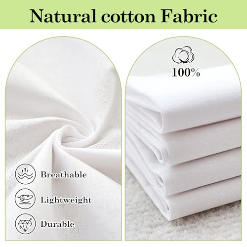 Klmnop 8 Pcs 24"x24" Pure Cotton Pressing Cloth for Ironing, Heat-Resistant Press Cloth for Ironing Cotton, Protects Clothes & Sheer Fabrics for Sewing, Protector Press Tool(White)