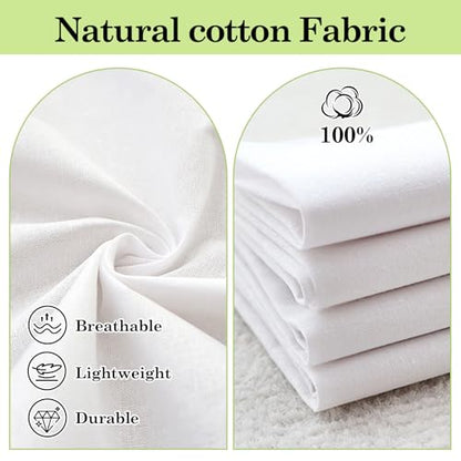 Klmnop 8 Pcs 24"x24" Pure Cotton Pressing Cloth for Ironing, Heat-Resistant Press Cloth for Ironing Cotton, Protects Clothes & Sheer Fabrics for Sewing, Protector Press Tool(White)