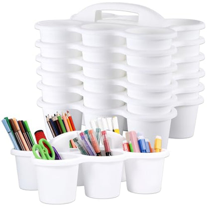 gisgfim 6 Pack Classroom Caddy Organizer with Handle, 6 Compartments, White - color: White