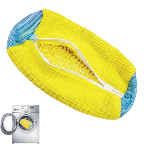Washing Machine Shoe Bag, Anti-Deformation Thick Mesh Laundry Bag with Zipper Lock, Anti-Tangle Shoe Protector for Sneakers Canvas Running Shoes, 1-Pack Yellow - color: Yellow